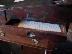 Georgian Military Campaign Writing Slope With Side Compartment Open